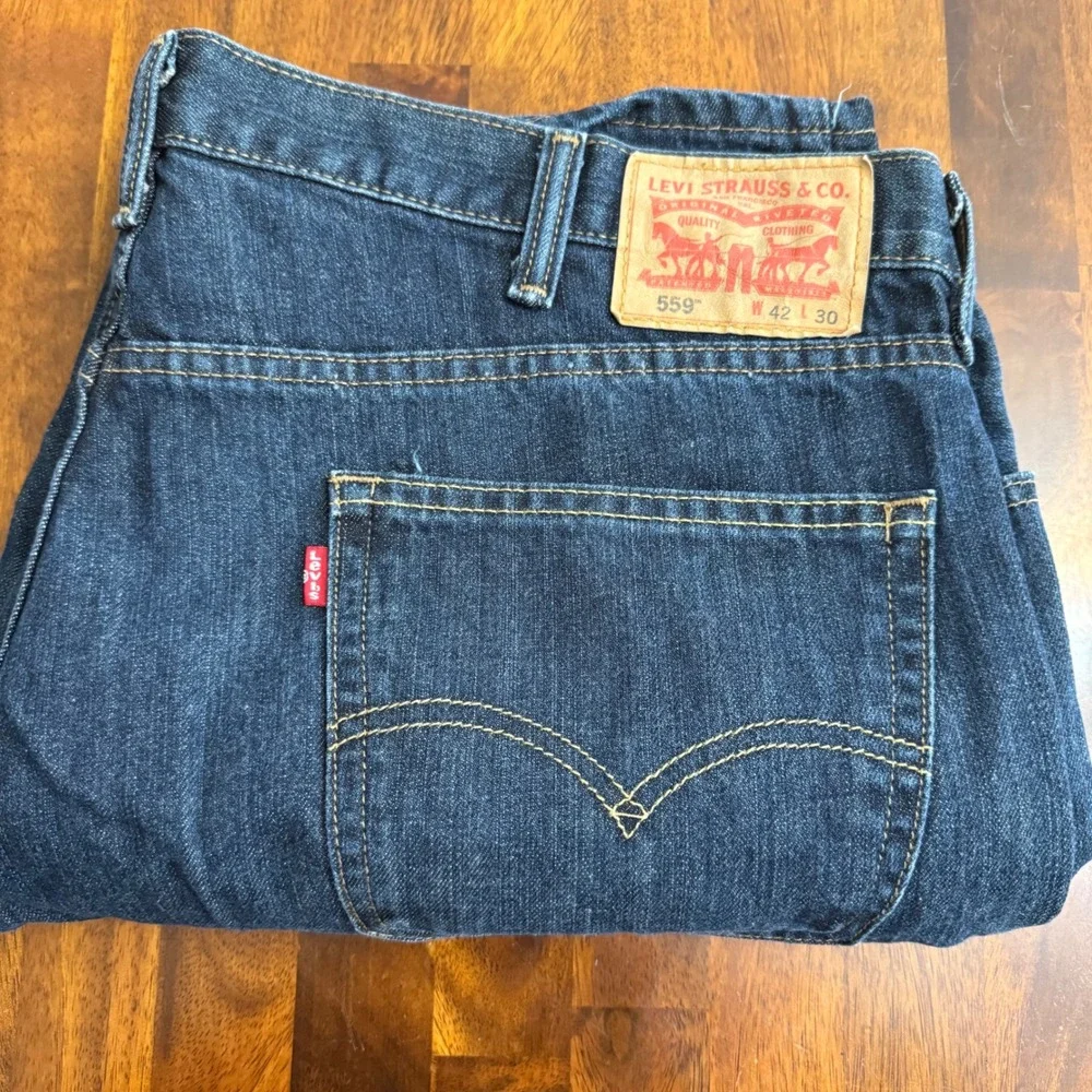 Levi Strauss Co‎ 559 Loose Fit Jeans Mens 42x30 Dark Wash Denim Pants